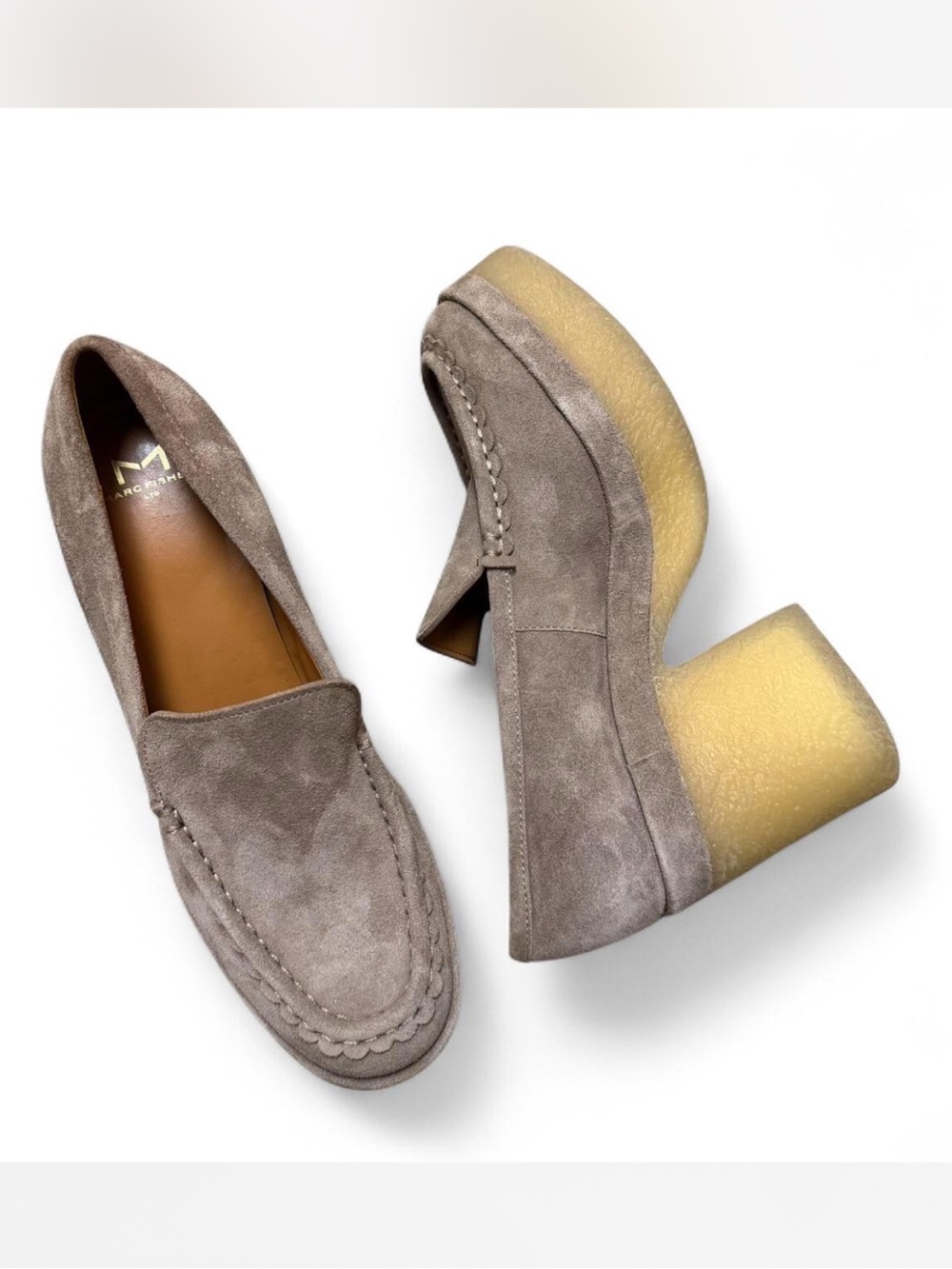 Marc Fisher Lina Suede Platform Heel Loafers